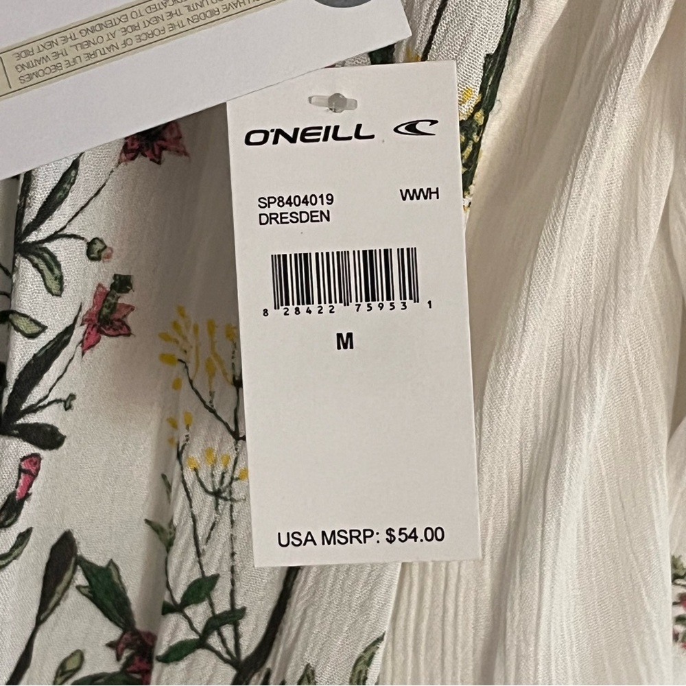 NEW O'Neill White sheer Blouse with Floral Embroidery MSRP $54 - Picture 7 of 10
